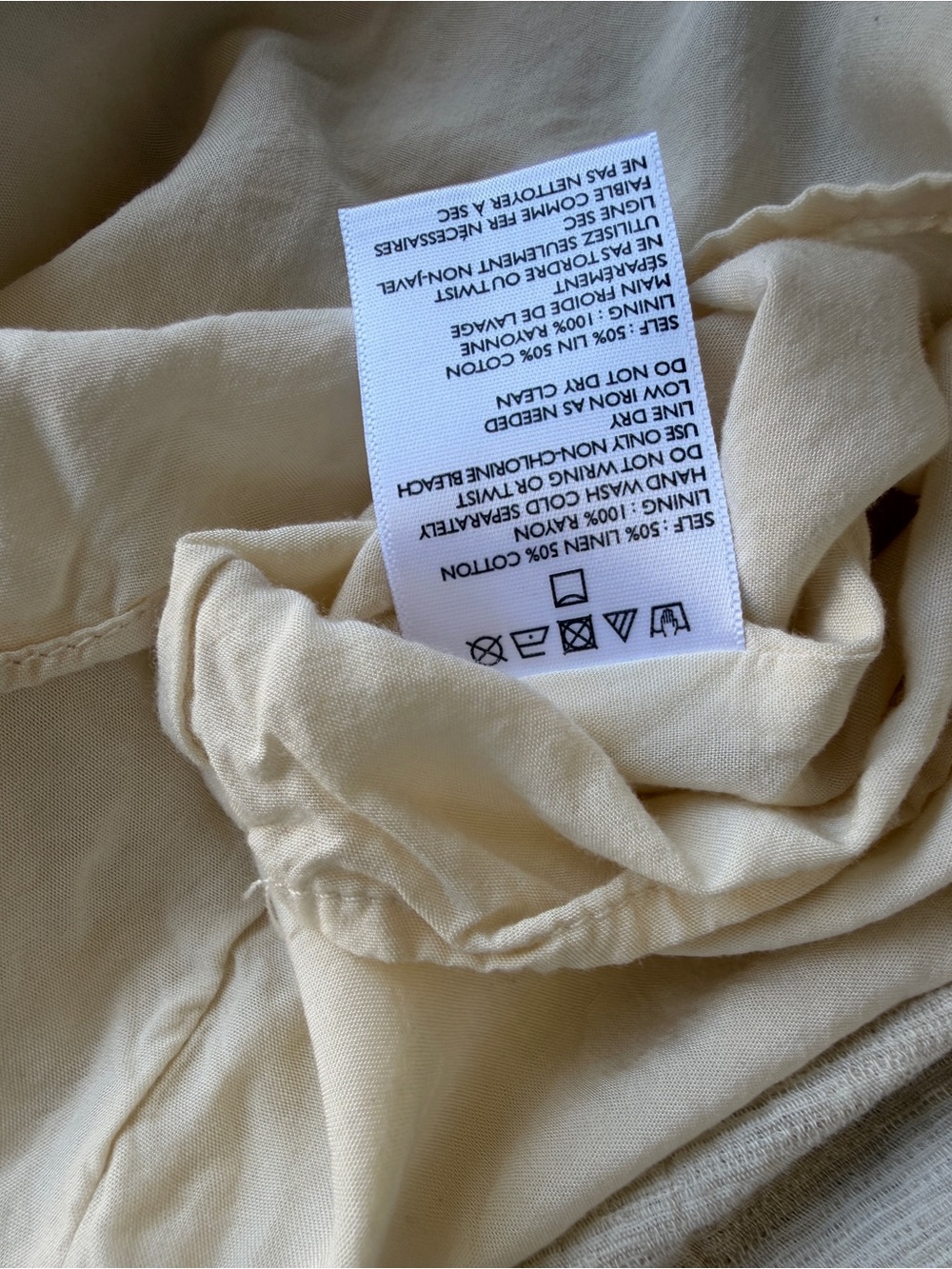 Urban Outfitters Linen-Blend Cream Square Neck Mini Dress with Button Detail - Picture 6 of 8